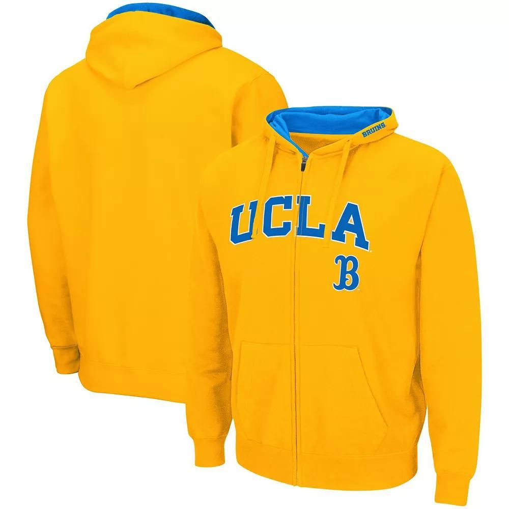 Men's Colosseum Gold UCLA Bruins Arch & Logo 3.0 Full-Zip Hoodie, Size: Large Product Image
