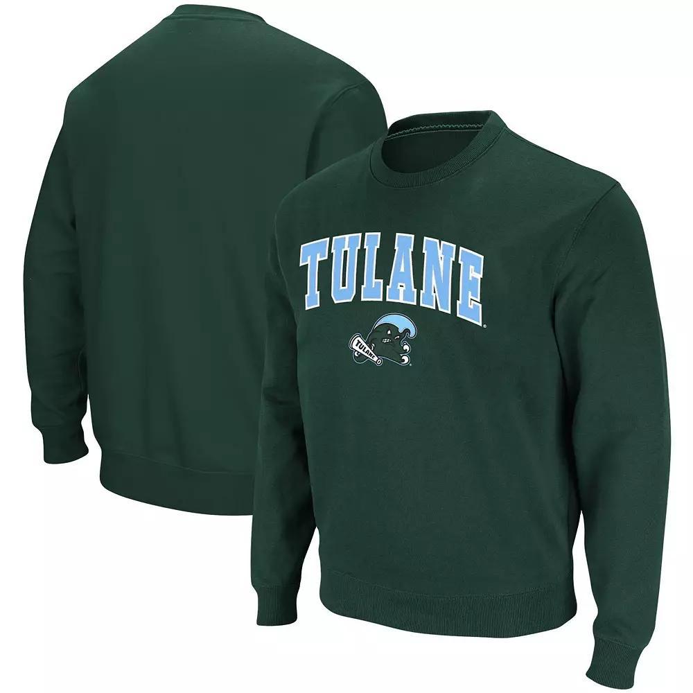 Men's Colosseum Green Tulane Green Wave Arch & Logo Tackle Twill Pullover Sweatshirt, Size: Large, Nc2 Green Product Image