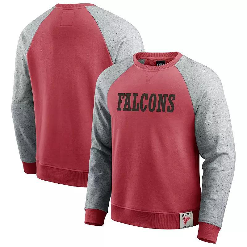 Men's Darius Rucker Collection by Fanatics Red/Heather Gray Atlanta Falcons Colorblock Pullover Sweatshirt, Size: Medium, Grey Product Image