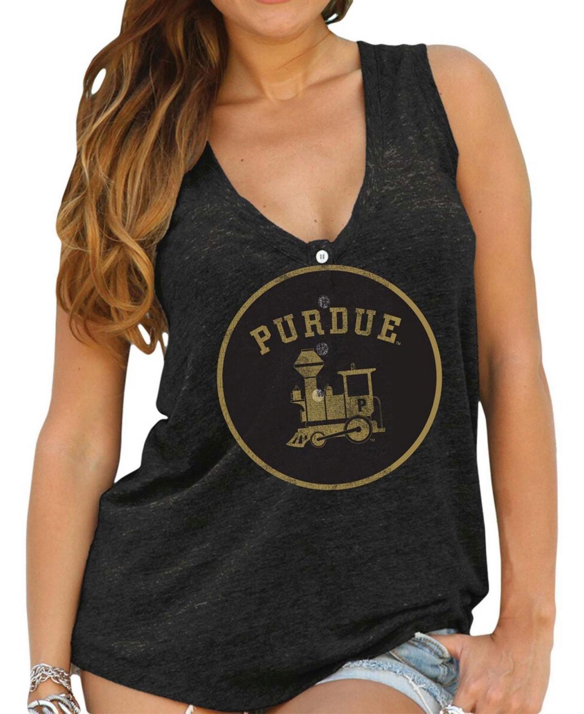 Womens Purdue Boilermakers Original Retro Brand Relaxed Henley Tank Top, Womens Product Image