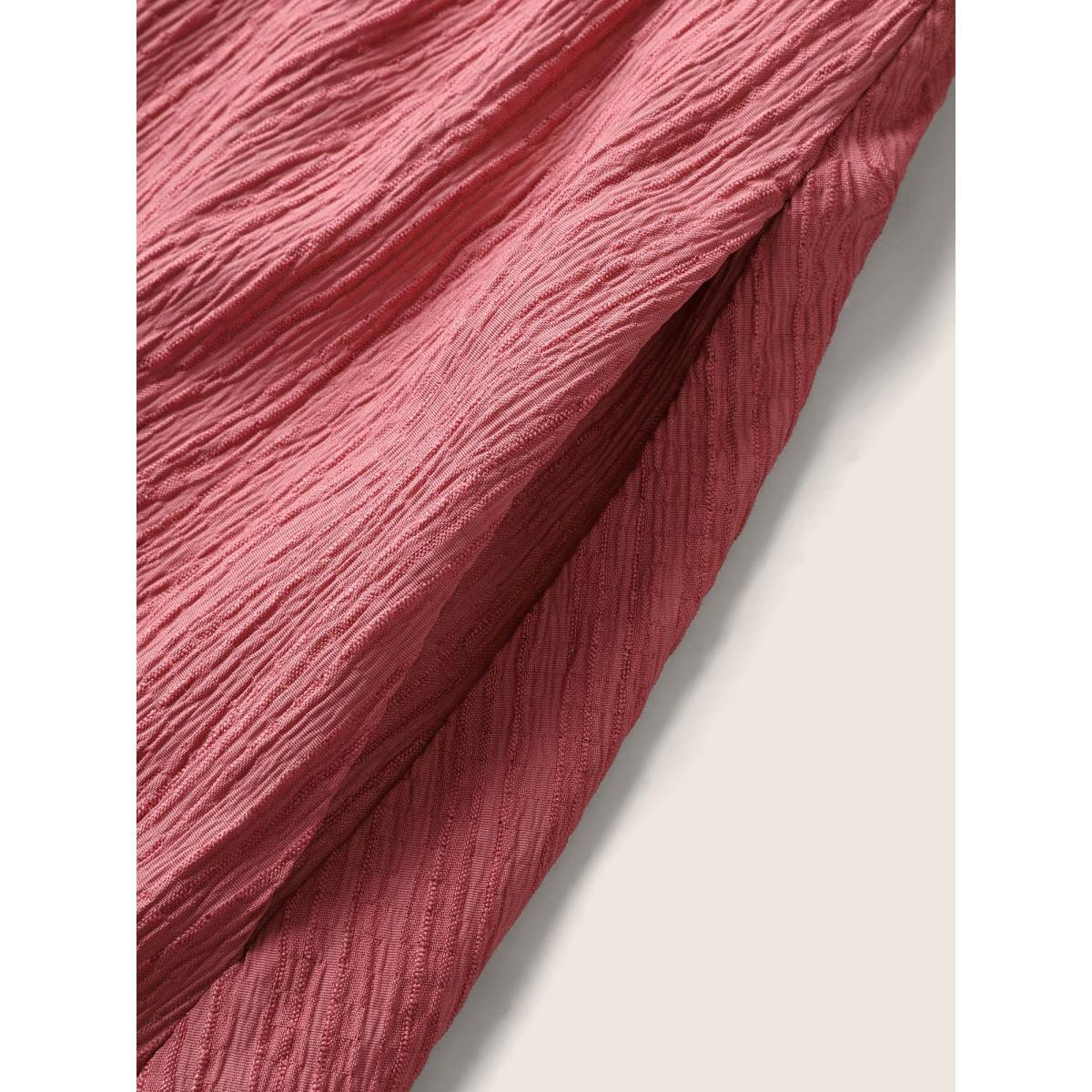 Plus Size Plain Texture Woven Ribbon Belted Dress Watermelon Women Elegant Woven ribbon&lace trim V-neck Sleeveless Curvy BloomChic 28/5X Product Image