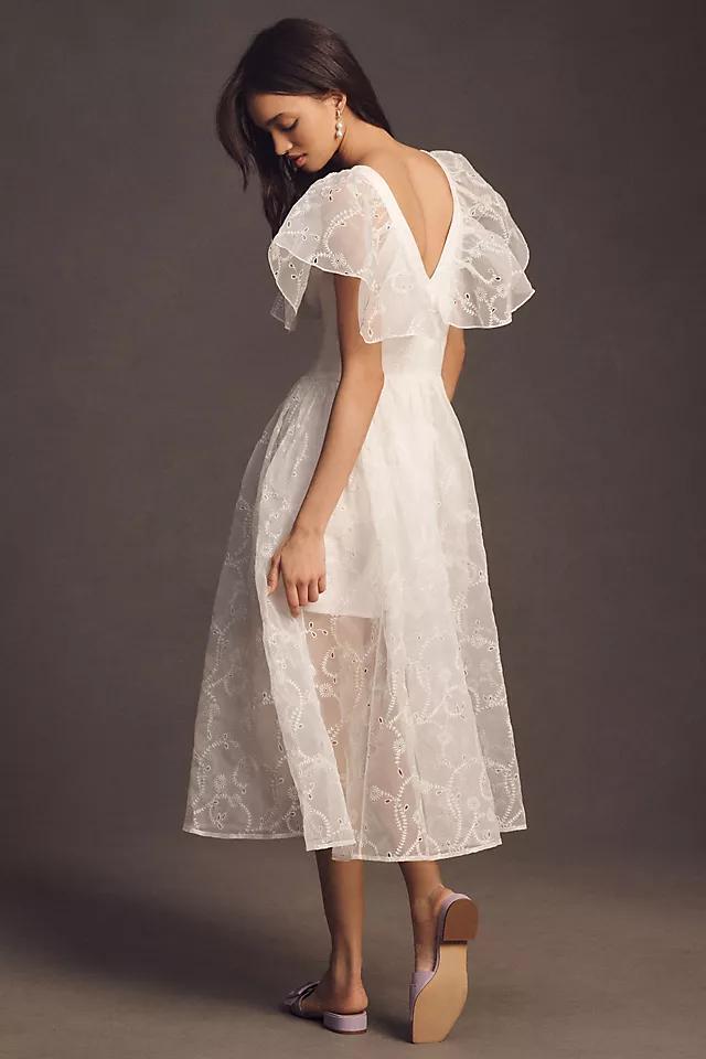 BHLDN Ambre Flutter-Sleeve V-Neck Sheer Midi Dress Product Image