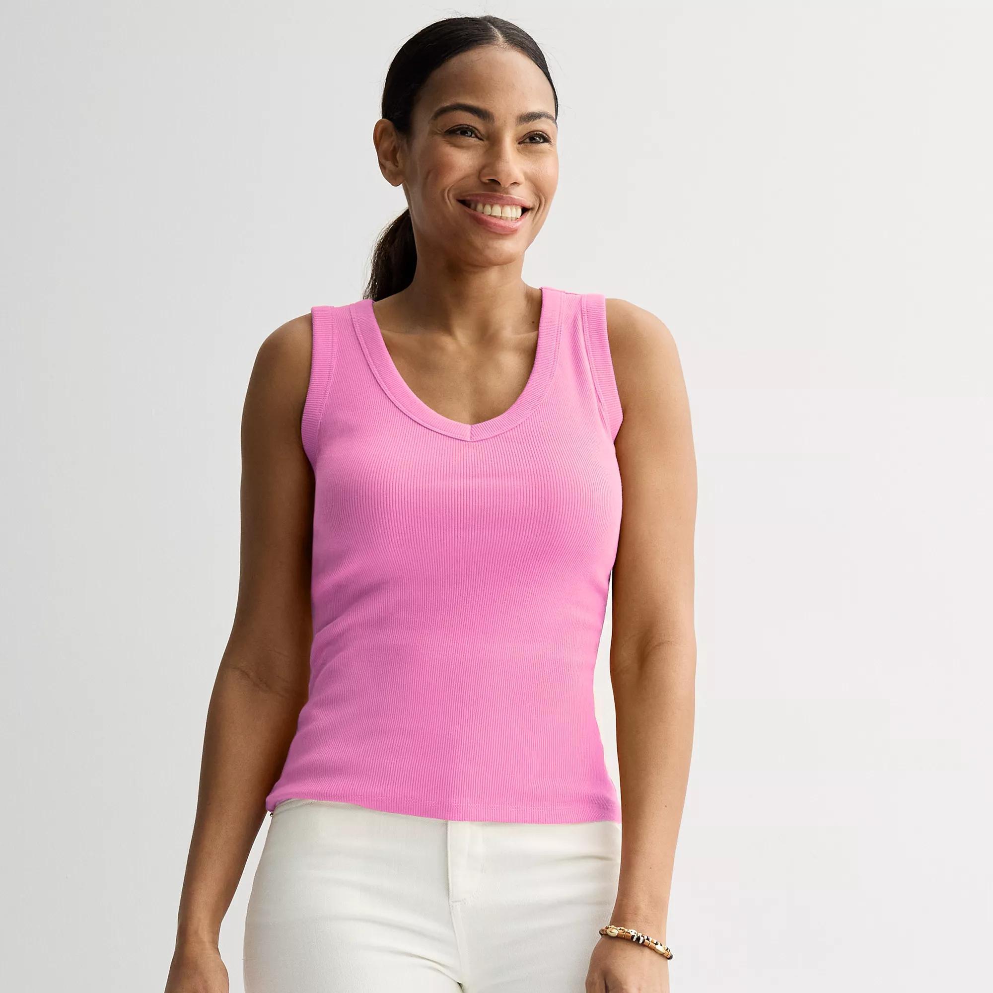 Women's Sonoma Goods For Life® Rib V-Neck Tank Top, Size: XXL, Brown Plum Product Image