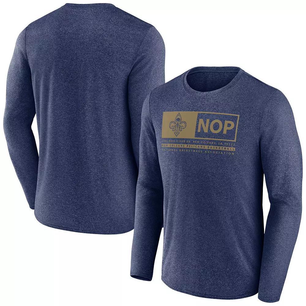 Men's Fanatics Branded Heather Navy New Orleans Pelicans Three-Point Play T-Shirt, Size: Large, Blue Product Image