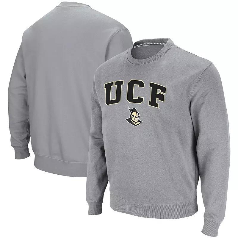 Men's Colosseum Heathered Gray UCF Knights Arch & Logo Tackle Twill Pullover Sweatshirt, Size: 3XL, Grey Product Image
