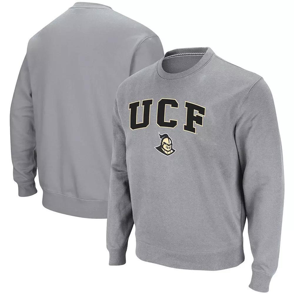 Men's Colosseum Heathered Gray UCF Knights Arch & Logo Tackle Twill Pullover Sweatshirt, Size: 3XL, Grey Product Image