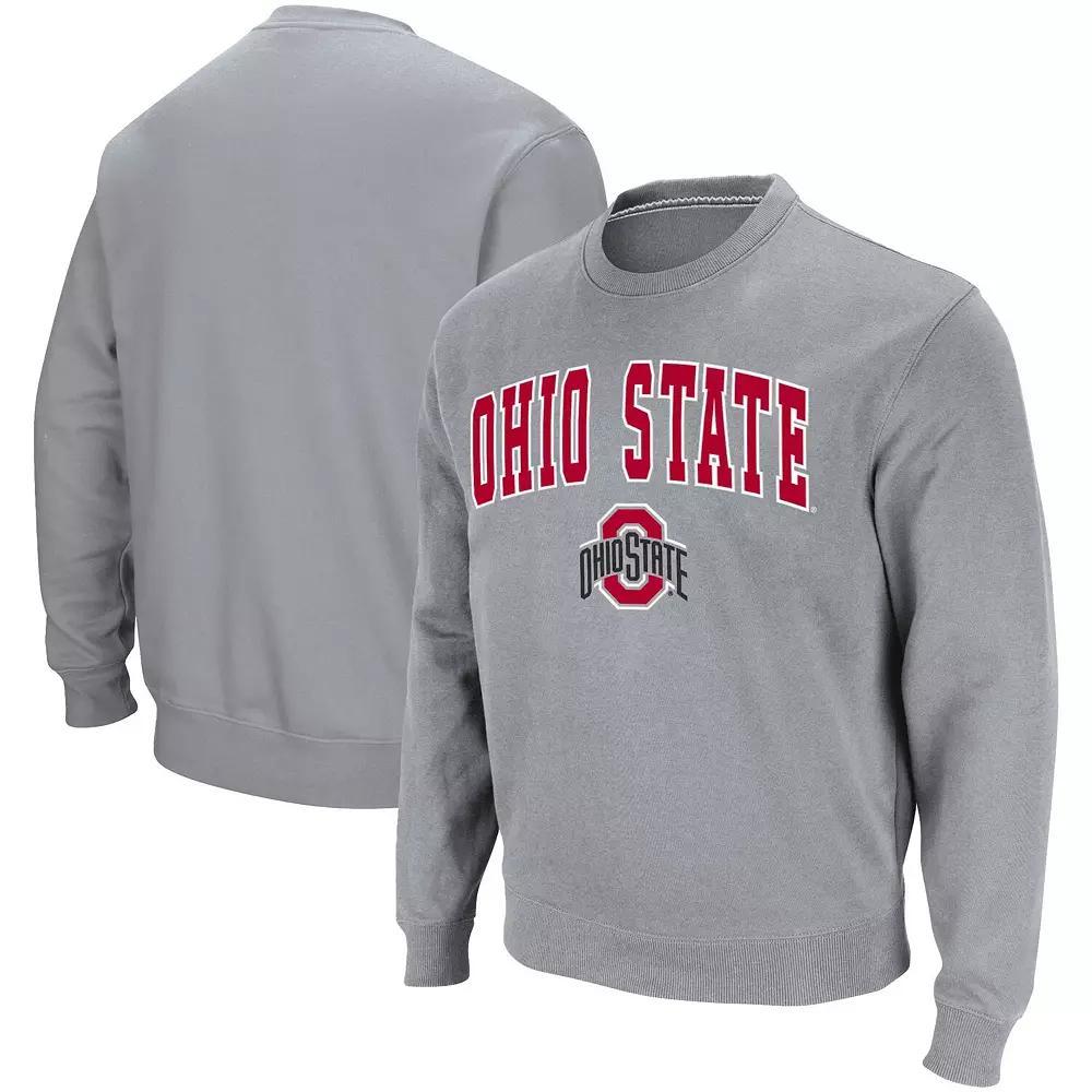 Men's Colosseum Heathered Gray Ohio State Buckeyes Team Arch & Logo Tackle Twill Pullover Sweatshirt, Size: Medium, Grey Product Image