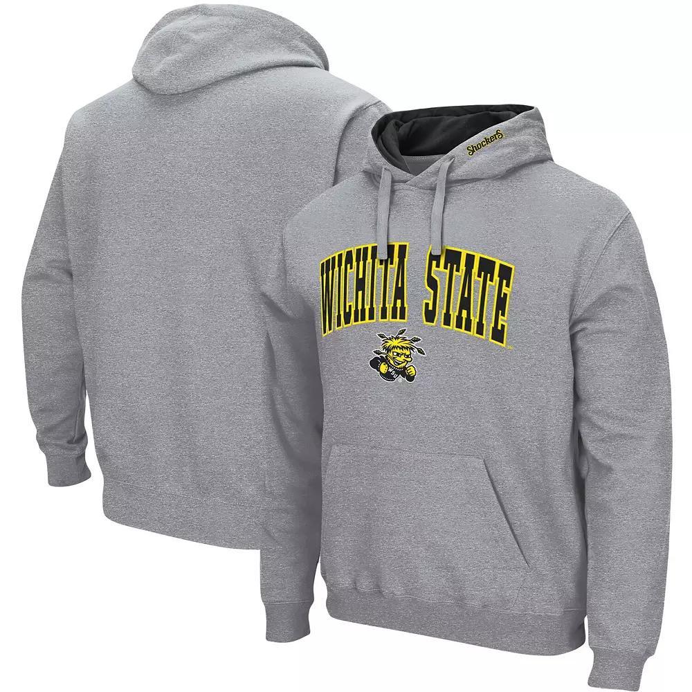 Men's Colosseum Heathered Gray Wichita State Shockers Arch and Logo Pullover Hoodie, Size: Small, Wst Grey Product Image