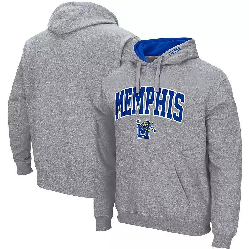 Mens Colosseum Heathered Gray Memphis Tigers Arch and Logo Pullover Hoodie Product Image