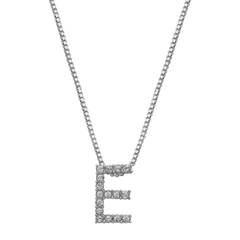 Brilliance Silver Plated Crystal Initial Pendant, Women's, Size: 18", Silver Tone G Product Image