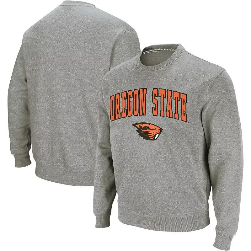 Men's Colosseum Heather Gray Oregon State Beavers Arch & Logo Crew Neck Sweatshirt, Size: Medium, Grey Product Image