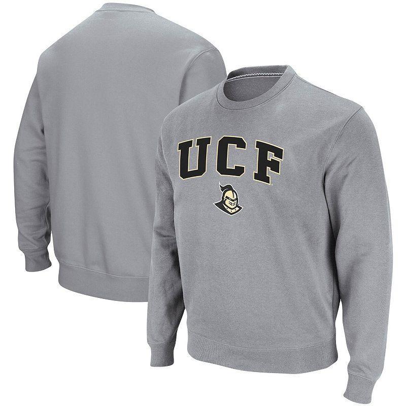 Men's Colosseum Heathered Gray UCF Knights Arch & Logo Tackle Twill Pullover Sweatshirt, Size: 3XL, Grey Product Image