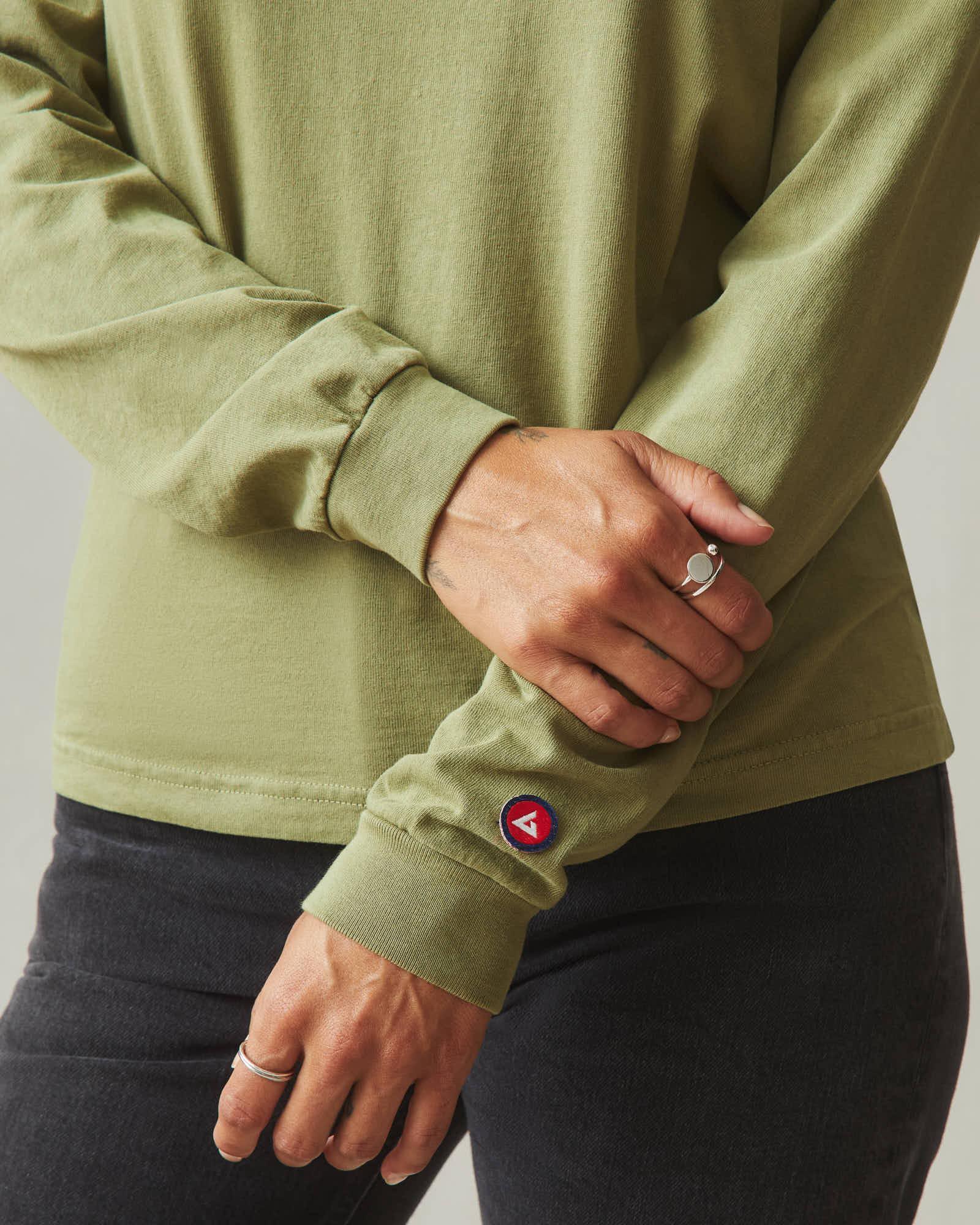 Women's Vintage Crew Long Sleeve Tee - Washed Capulet Olive Female Product Image