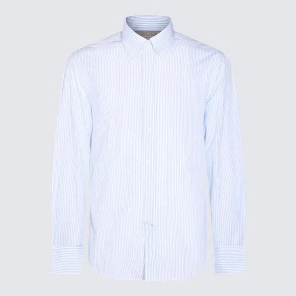 BRUNELLO CUCINELLI Striped Long-sleeved Shirt In Blue Product Image