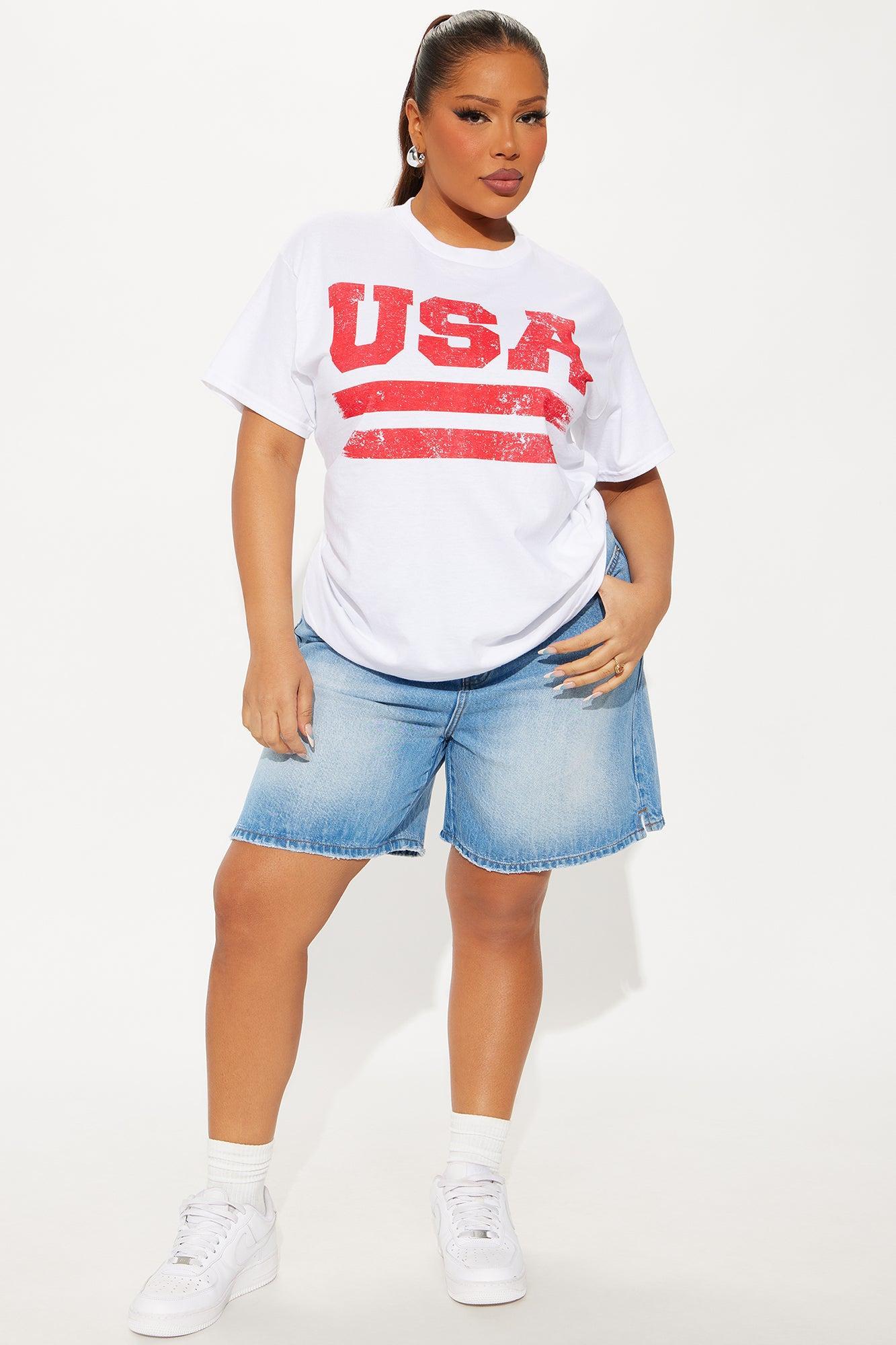USA Summer Vibe Oversized Tee - White Product Image
