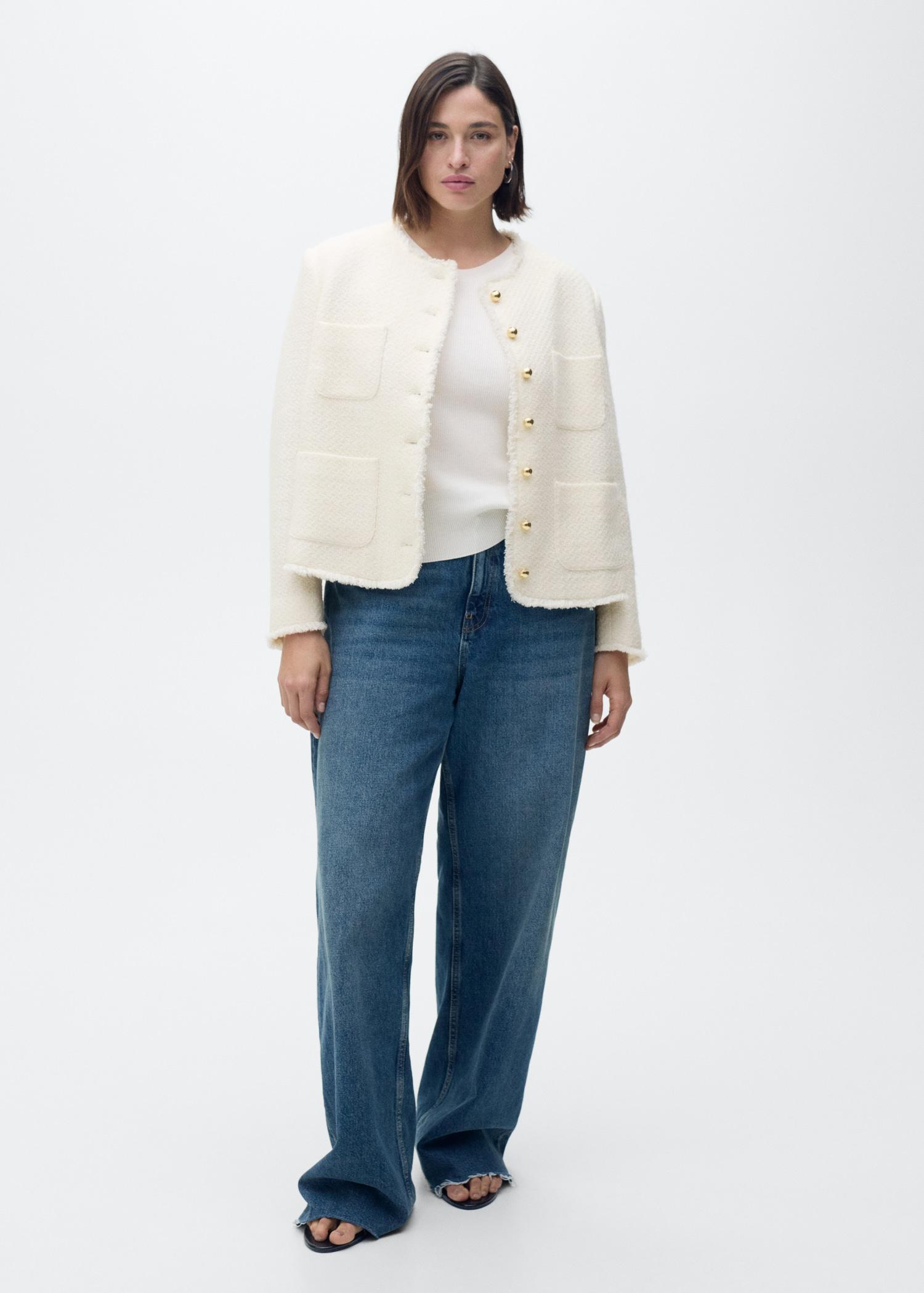 Tweed jacket with jewel buttons - Women | MANGO USA Product Image