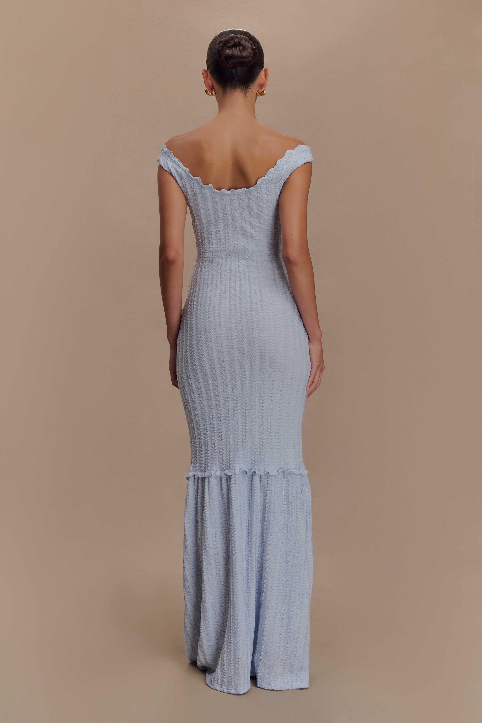 Natalie Off Shoulder Maxi Dress - Sky Blue Product Image