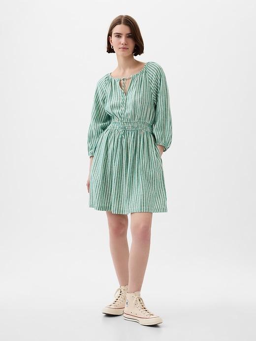 Linen-Blend Mini Dress Product Image