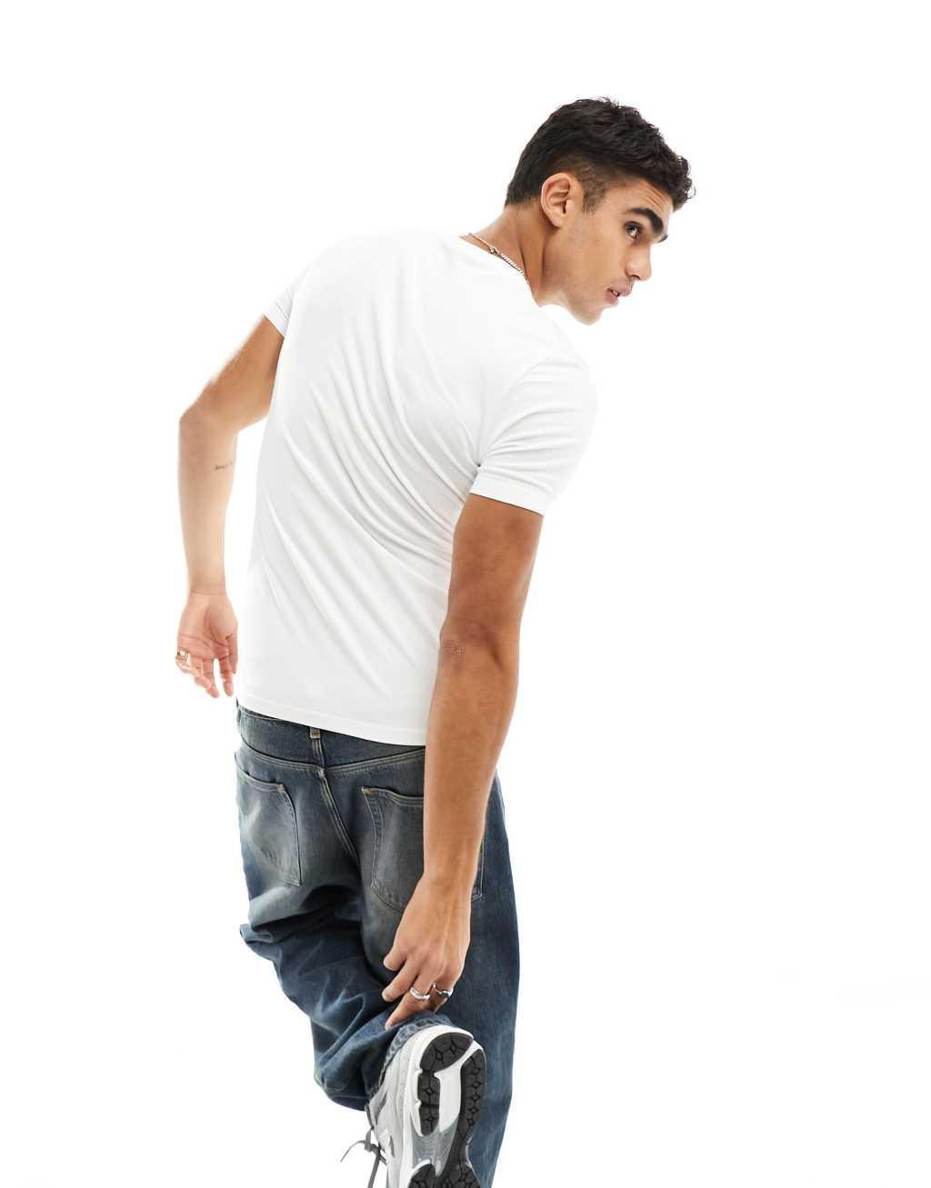 ASOS DESIGN essential 2 pack muscle fit t-shirts in black and white Product Image