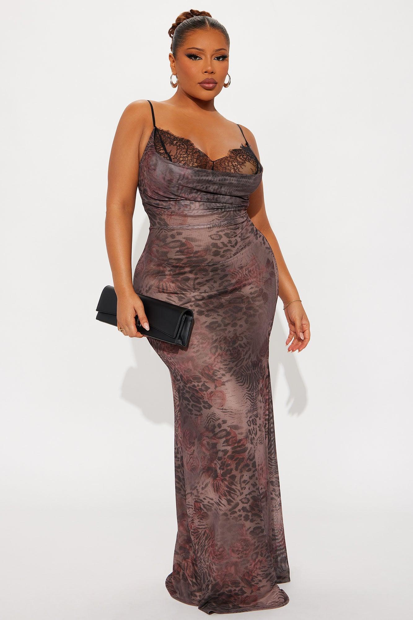 Layne Mesh Maxi Dress - Leopard Product Image