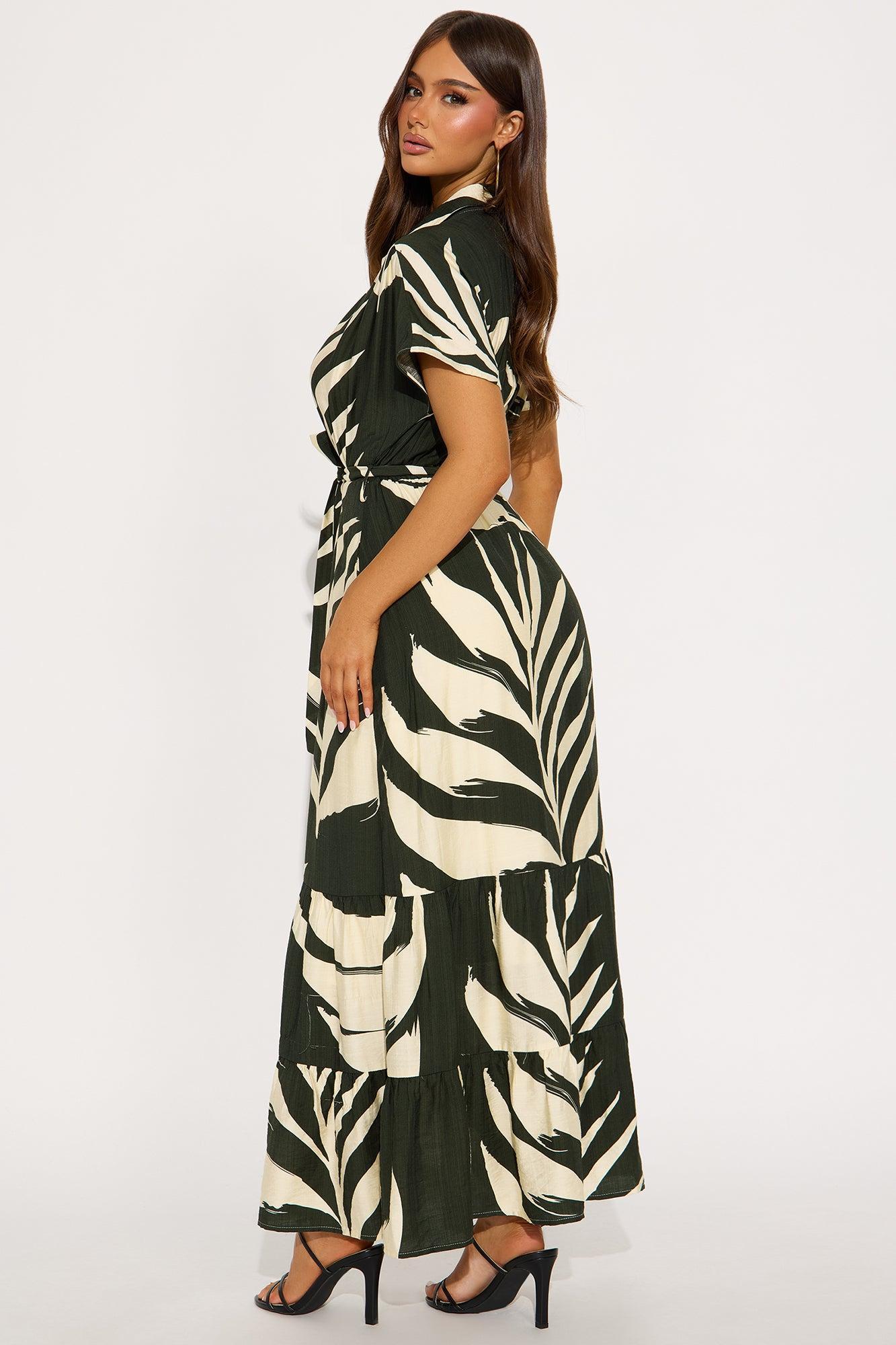By The Seashore Linen Maxi Dress - Olive/combo Product Image