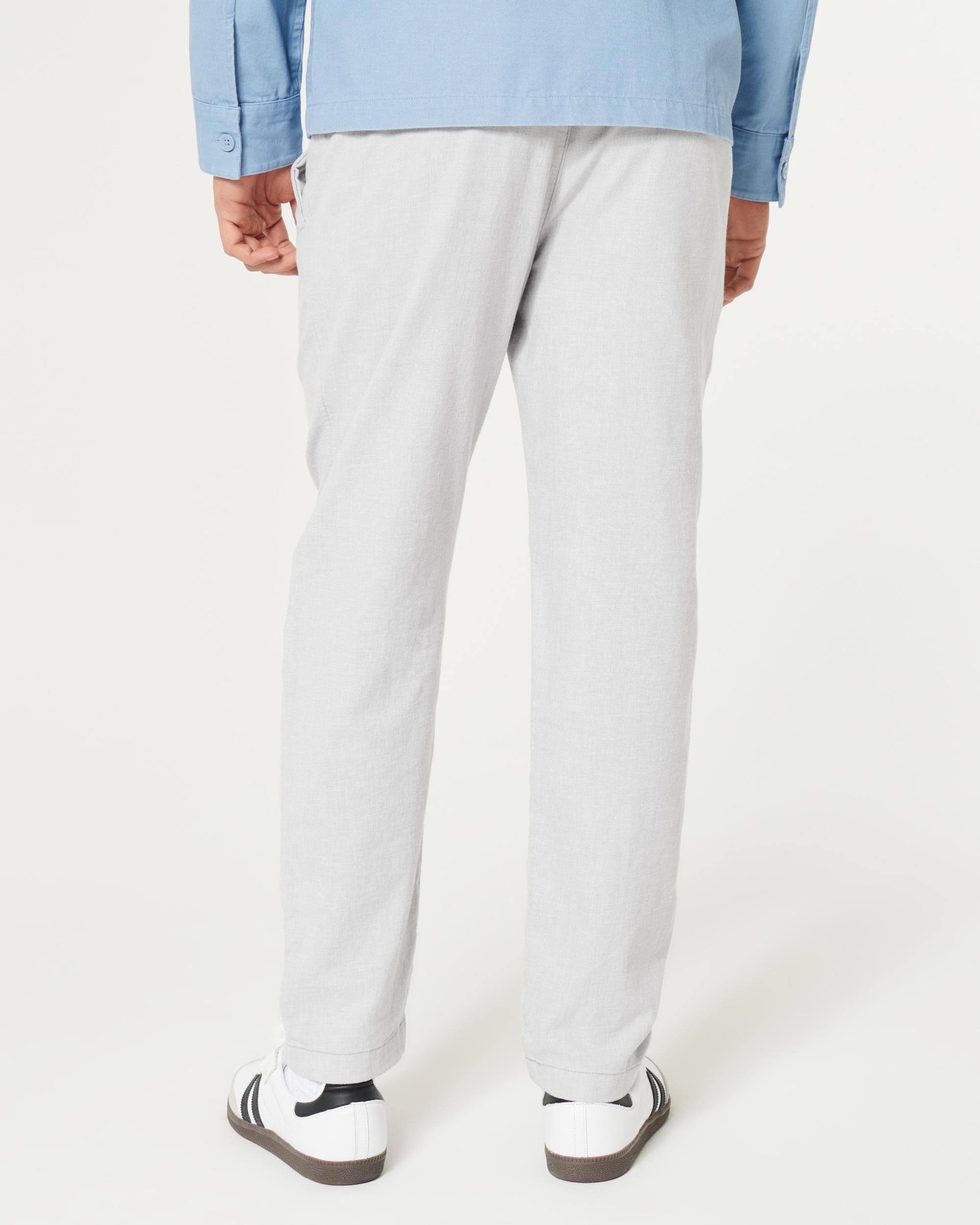 Slim Straight Stretch Linen-Blend Pants Product Image