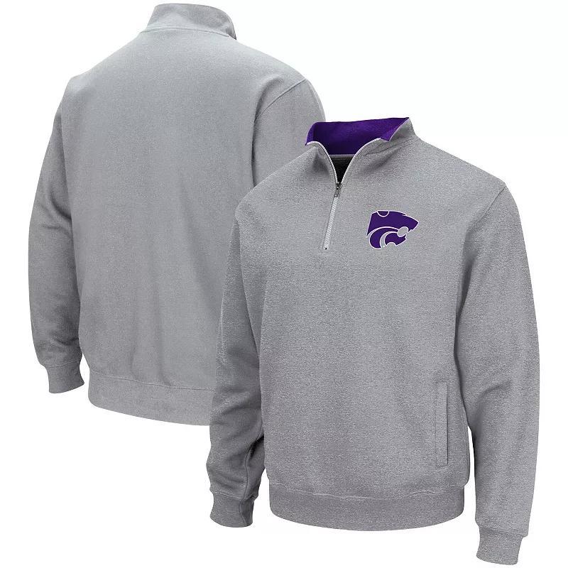 Men's Colosseum Heathered Gray Kansas State Wildcats Tortugas Team Logo Quarter-Zip Jacket, Size: Medium, Grey Product Image