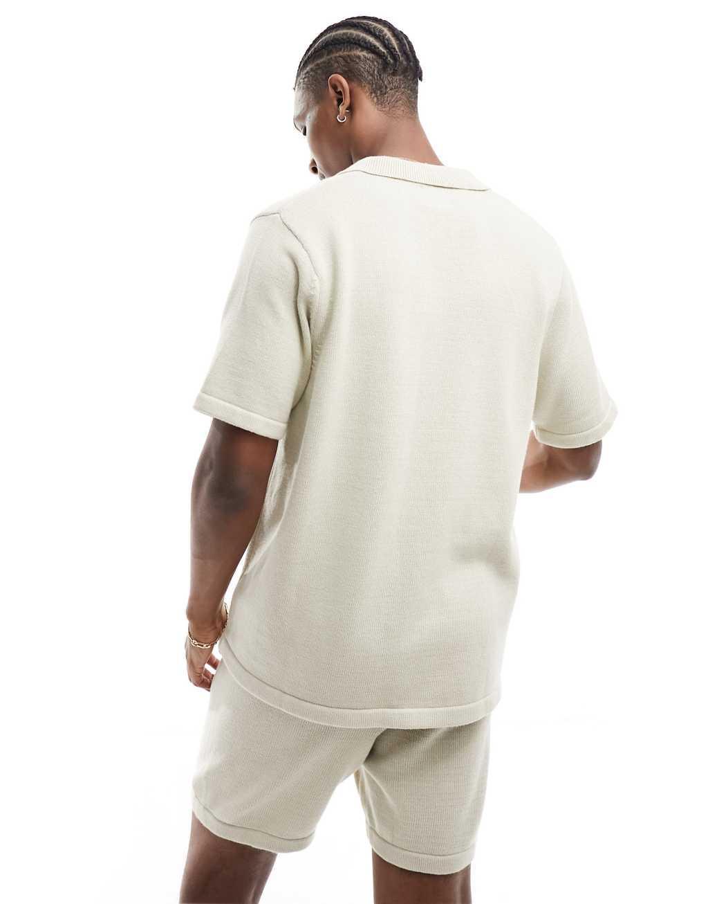 ASOS DESIGN midweight knit cotton button up polo Product Image