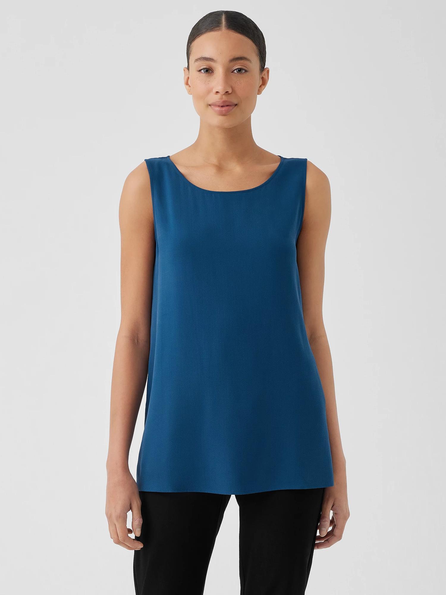 Silk Georgette CrepeBallet Neck Long Tank Product Image