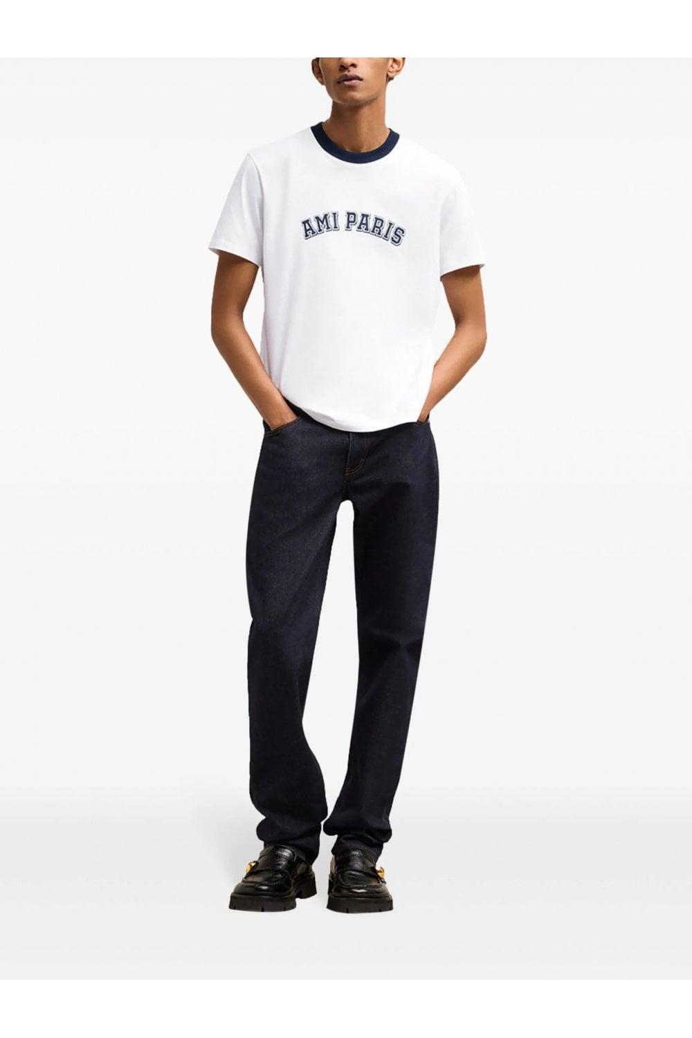 AMI ALEXANDRE MATTIUSSI Ami Paris Organic Cotton Logo Graphic T-shirt In White Product Image