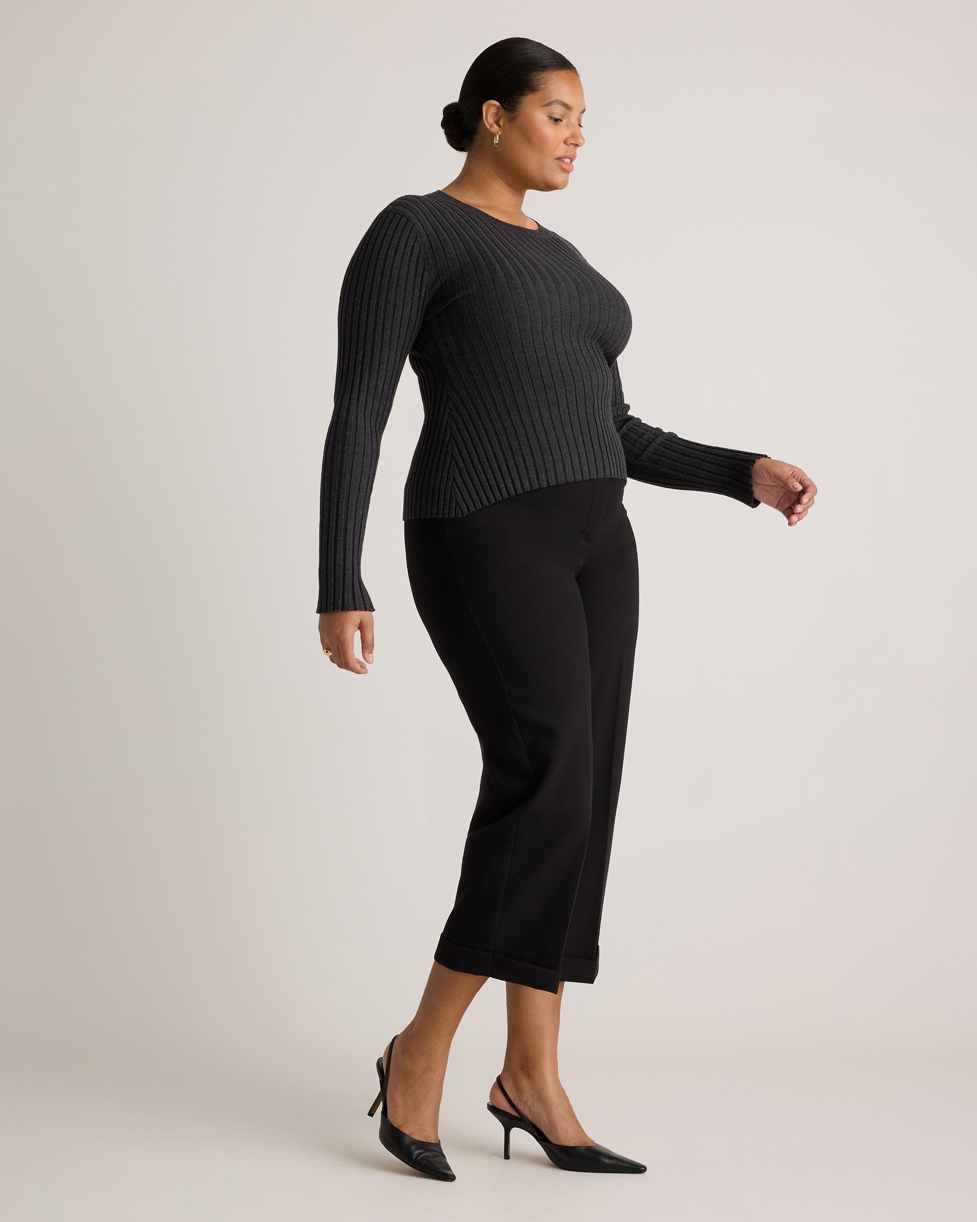 Quince | Women's Cotton Cashmere Ribbed Long Sleeve Sweater Size XS Product Image