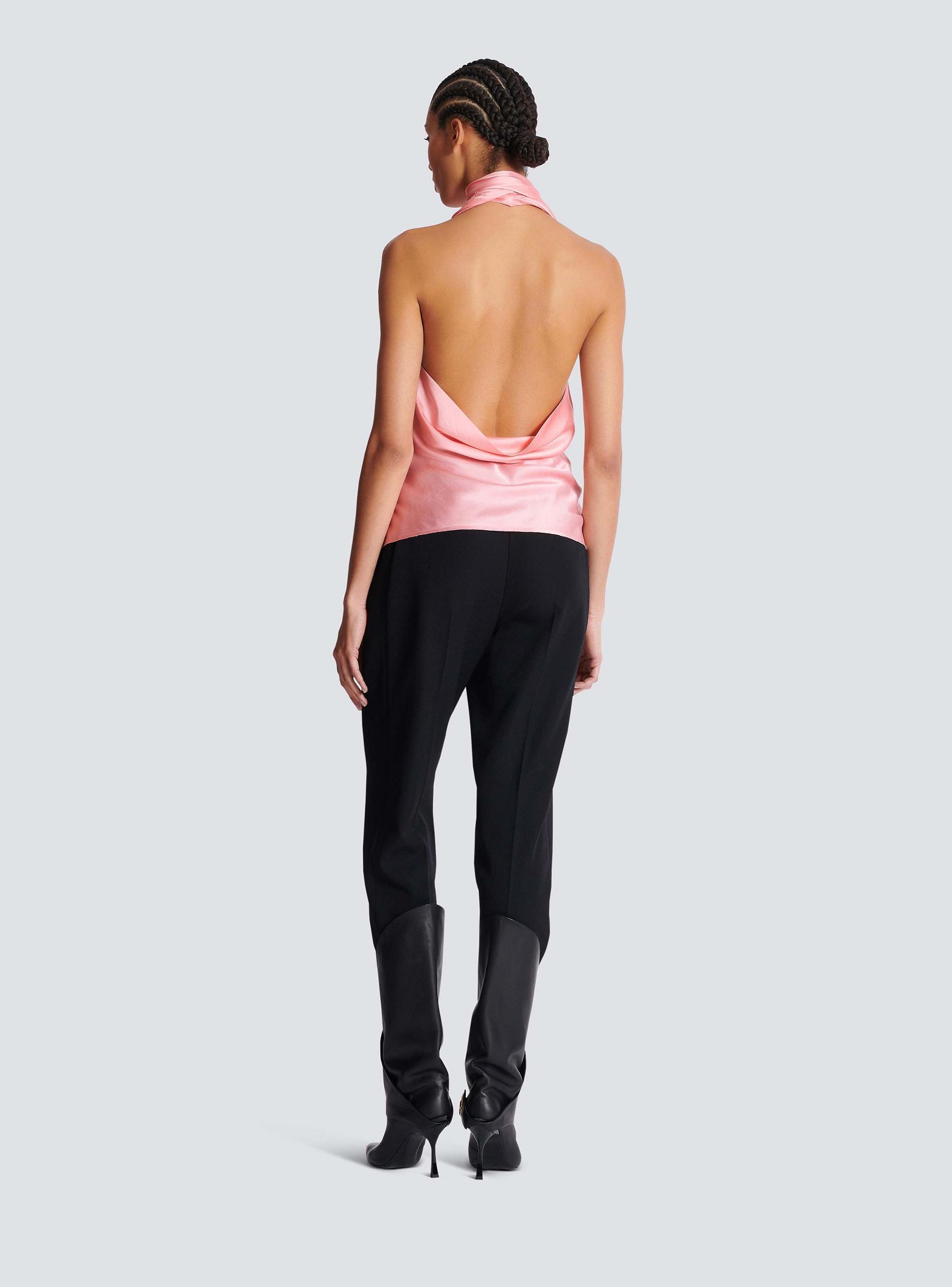 Backless fringed satin top Product Image
