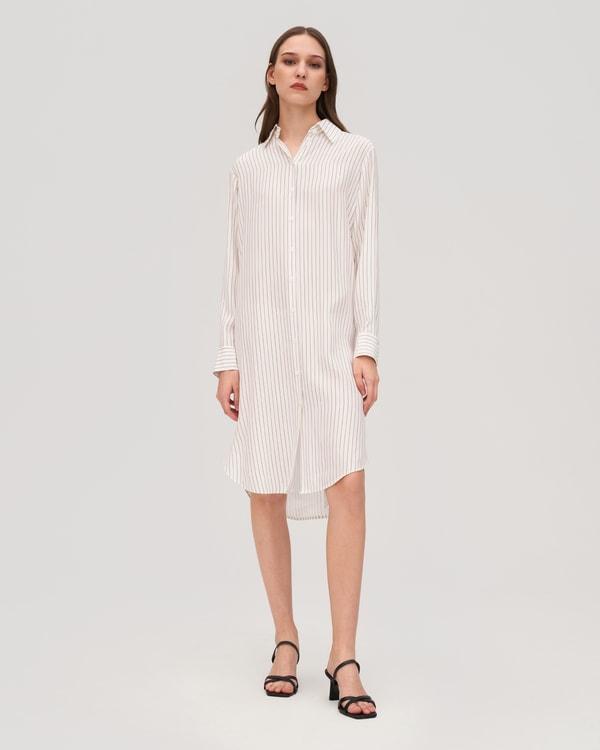 Pinstriped Freesia Shirt Dress Product Image