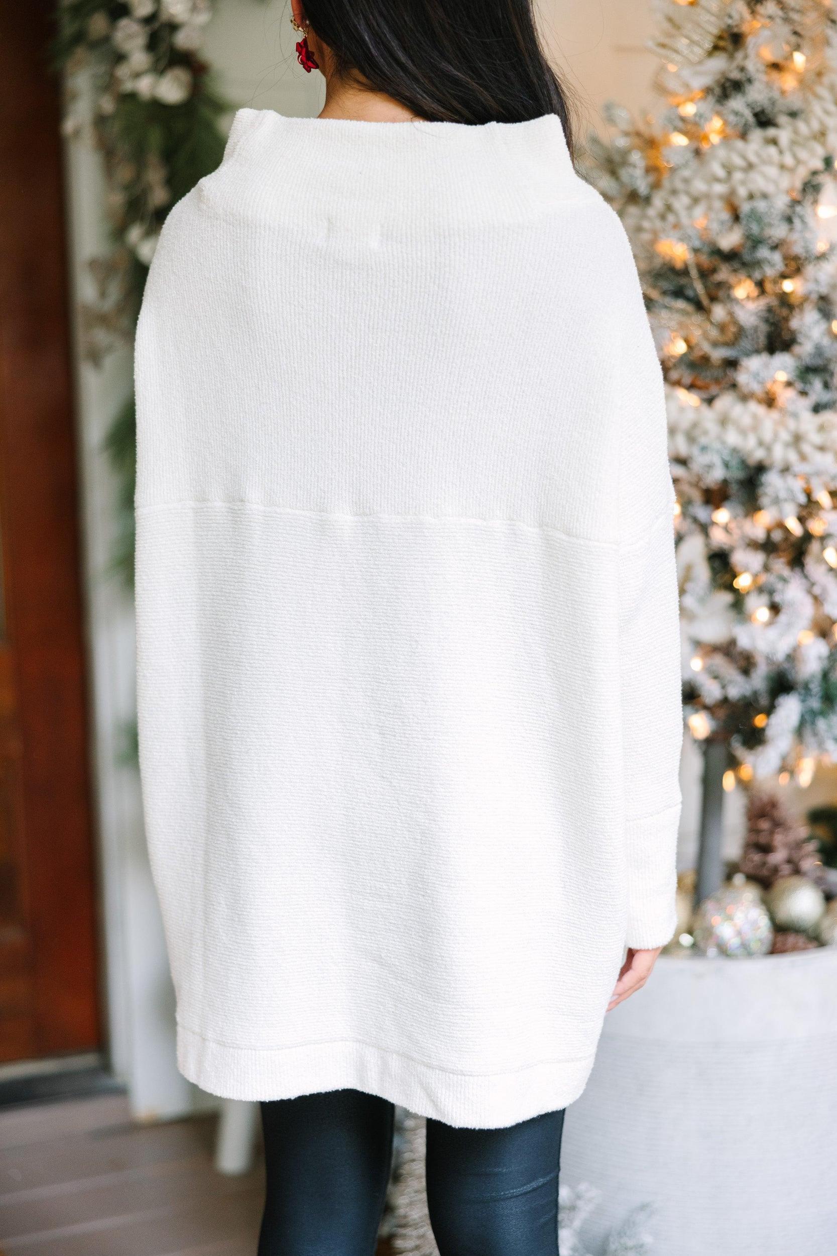 The Slouchy White Mock Neck Tunic Female Product Image