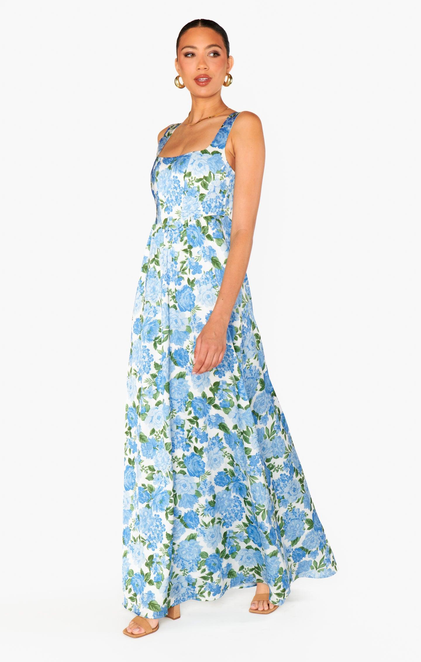 Nina Maxi Dress ~ Cottage Floral Blue Product Image
