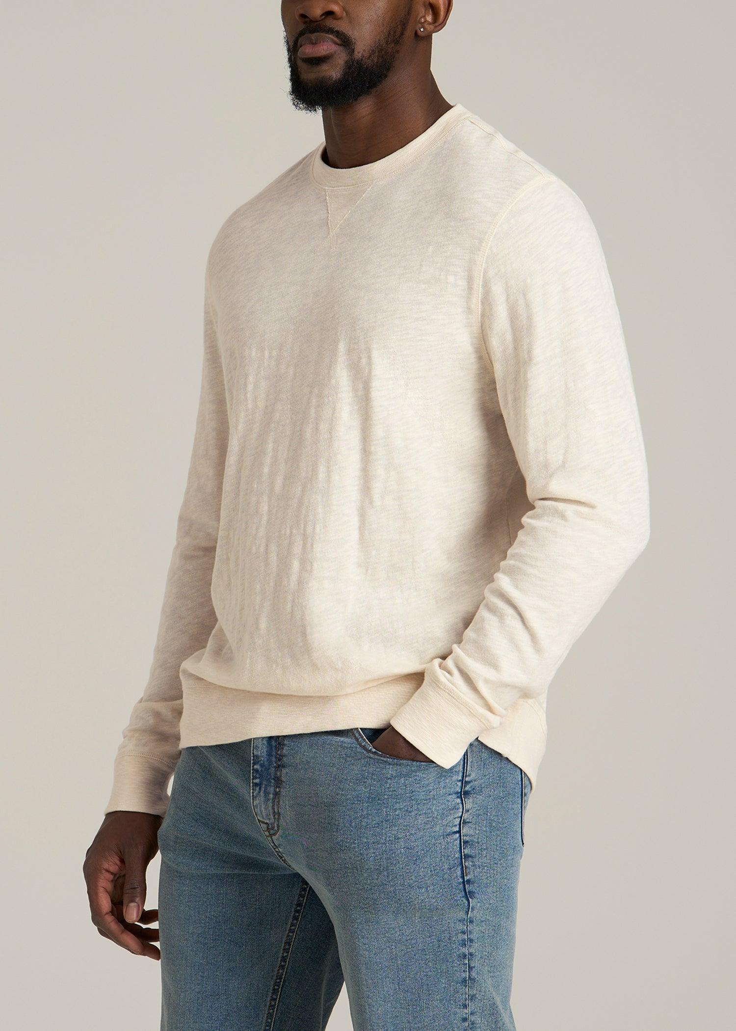Sunwashed Slub Crewneck for Tall Men in Ivory White Product Image