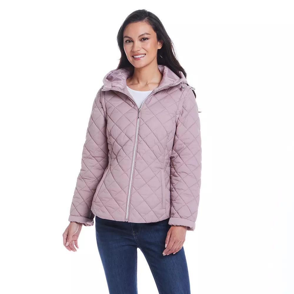Women's Weathercast 2-in-1 Quilted Hooded Jacket with Zip Off Sleeves, Size: XL, Silver Product Image