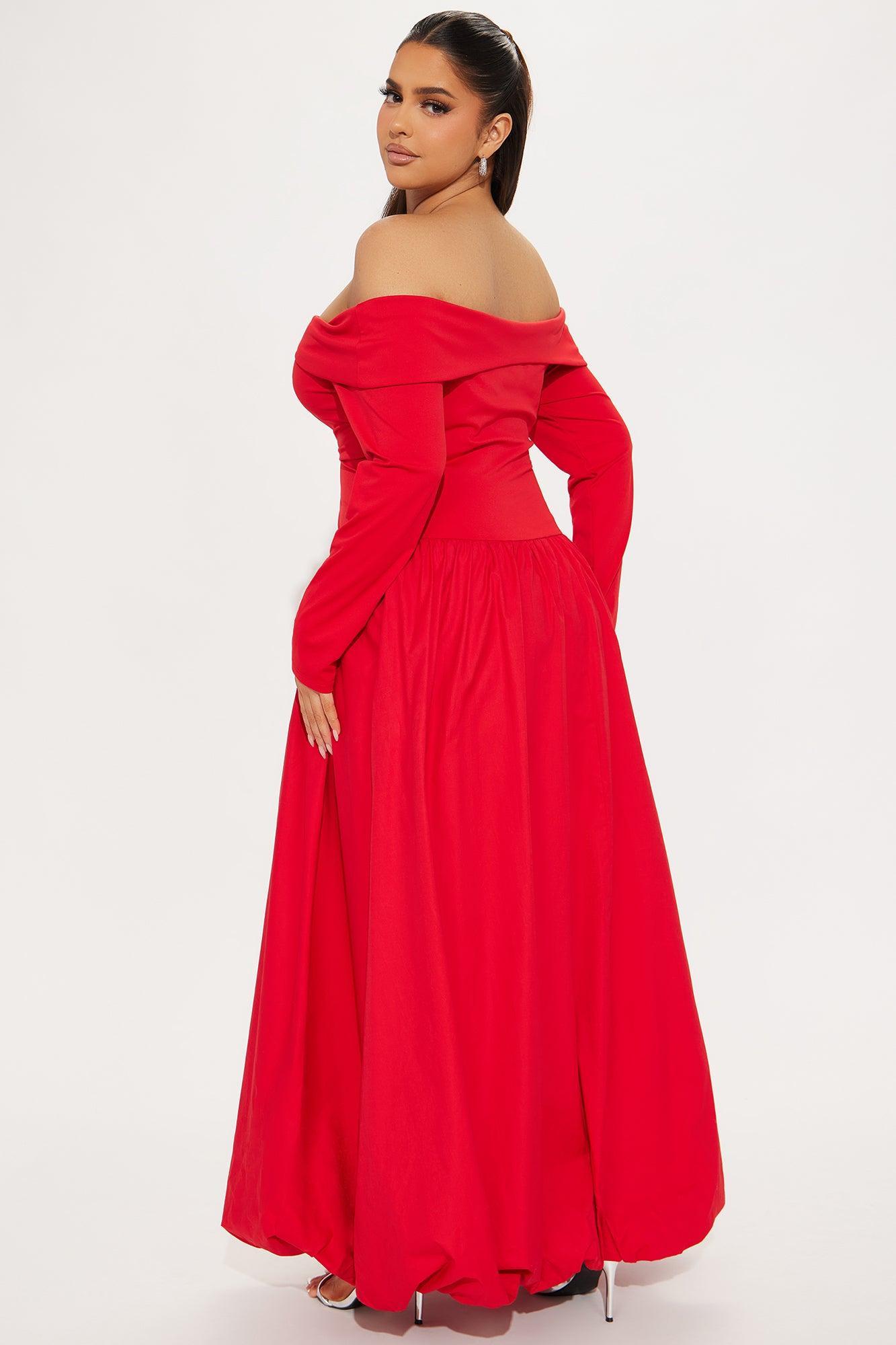 Melanie Poplin Maxi Dress - Red Product Image