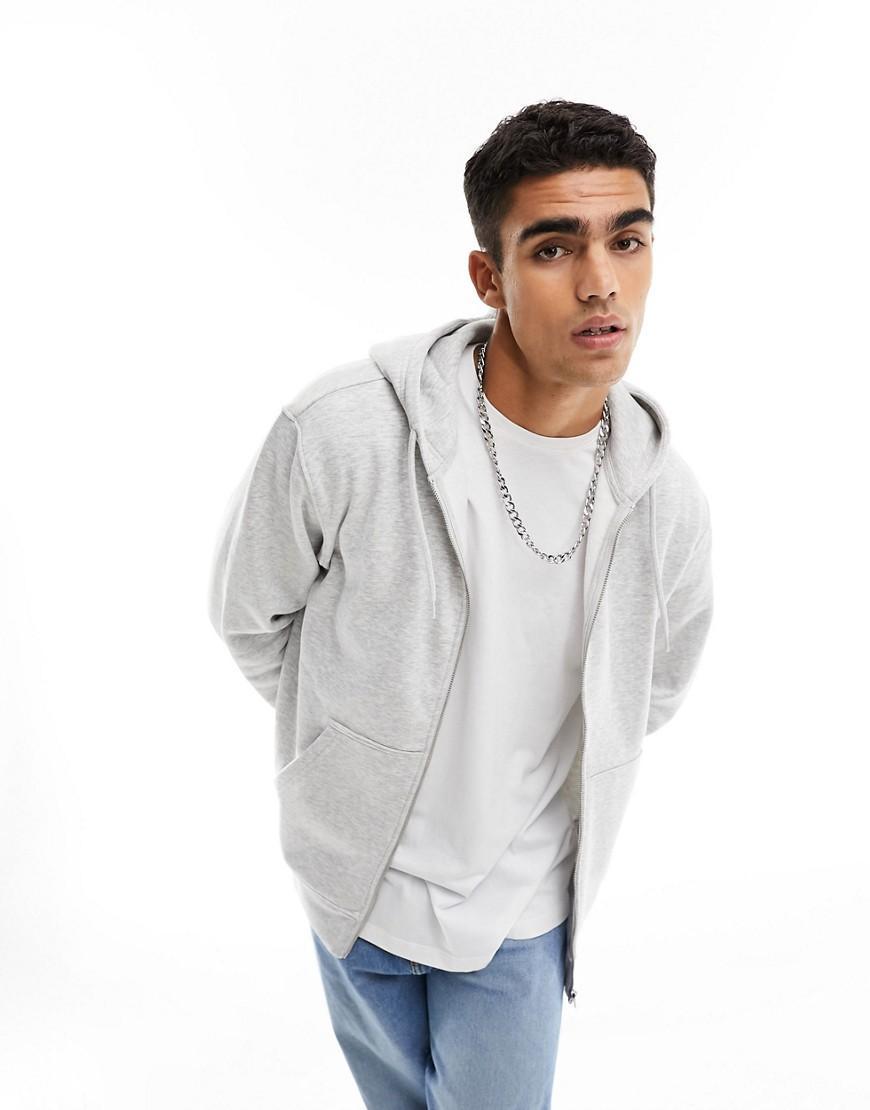 Weekday Standard Zip Hoodie in gray Product Image