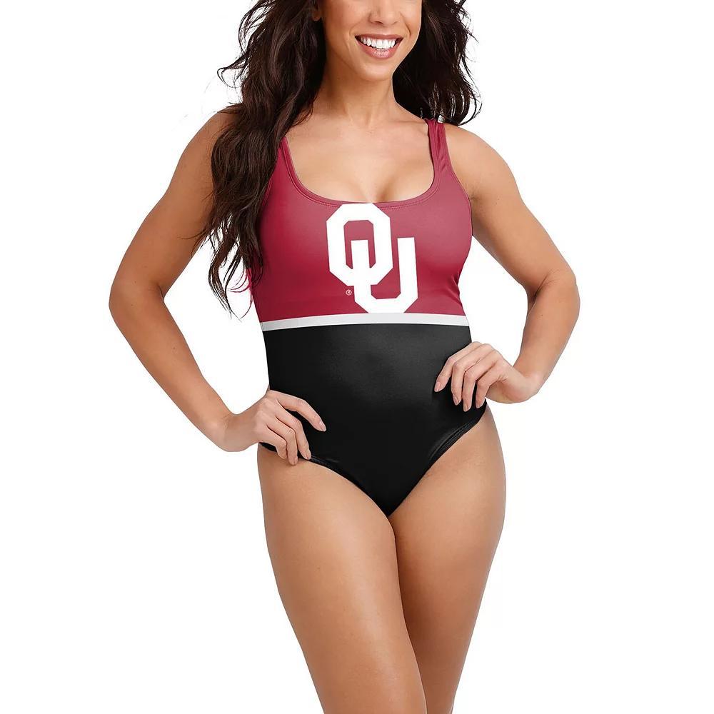 Womens FOCO Crimson Oklahoma Sooners One-Piece Bathing Suit Product Image