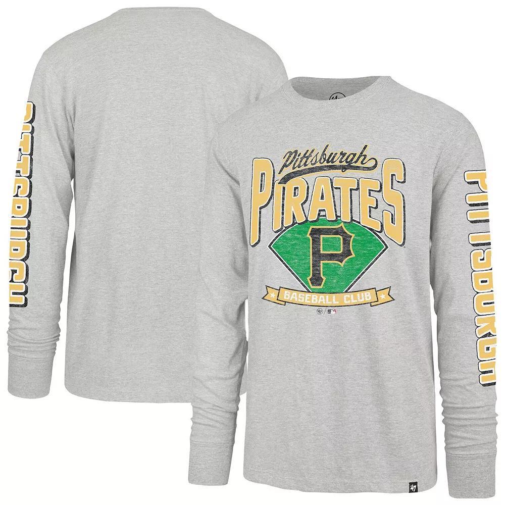Men's '47 Gray Pittsburgh Pirates Fair Ball Franklin Long Sleeve T-Shirt, Size: 2XL, Grey Product Image
