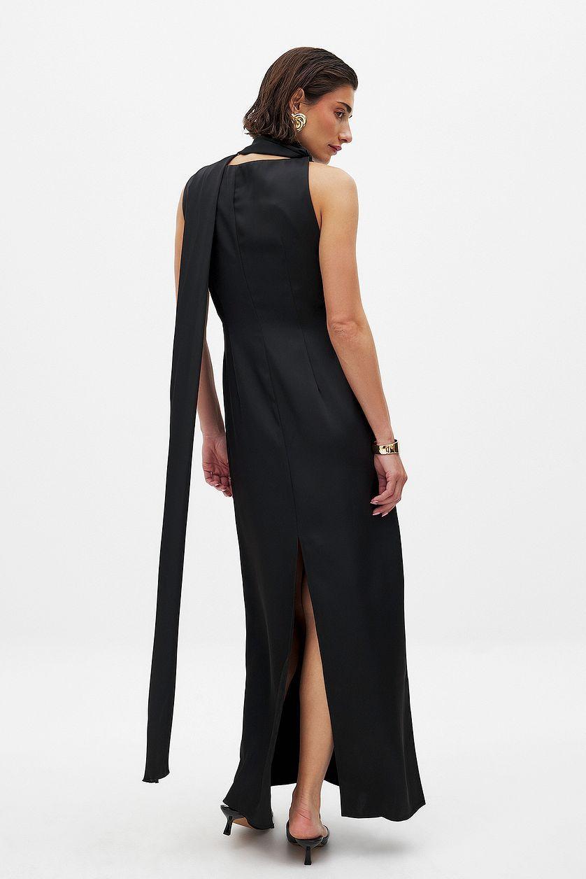 Boat Neck Trail Detail Maxi Dress Product Image