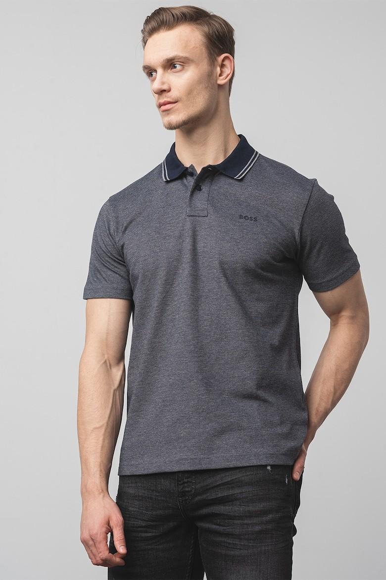 HUGO BOSS Logo-appliqué Cotton Polo Shirt In Gray Product Image
