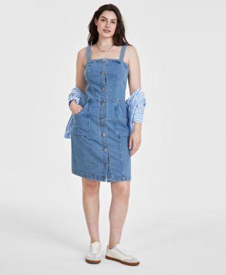 On 34th Womens Denim Pinafore Dress, Created for Macys Product Image