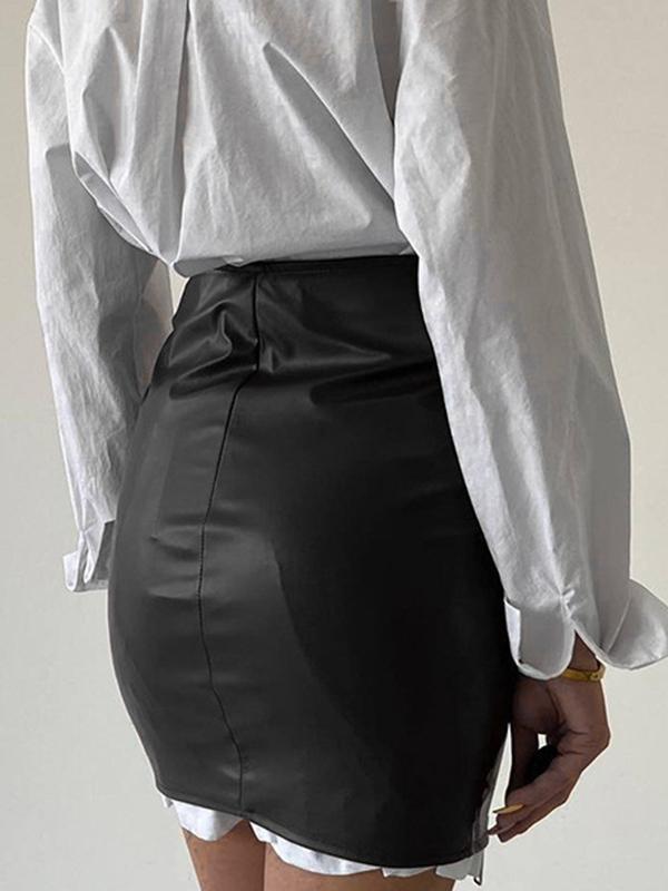 Double Zip Eyelet Tie Up Leather Mini Skirt Product Image