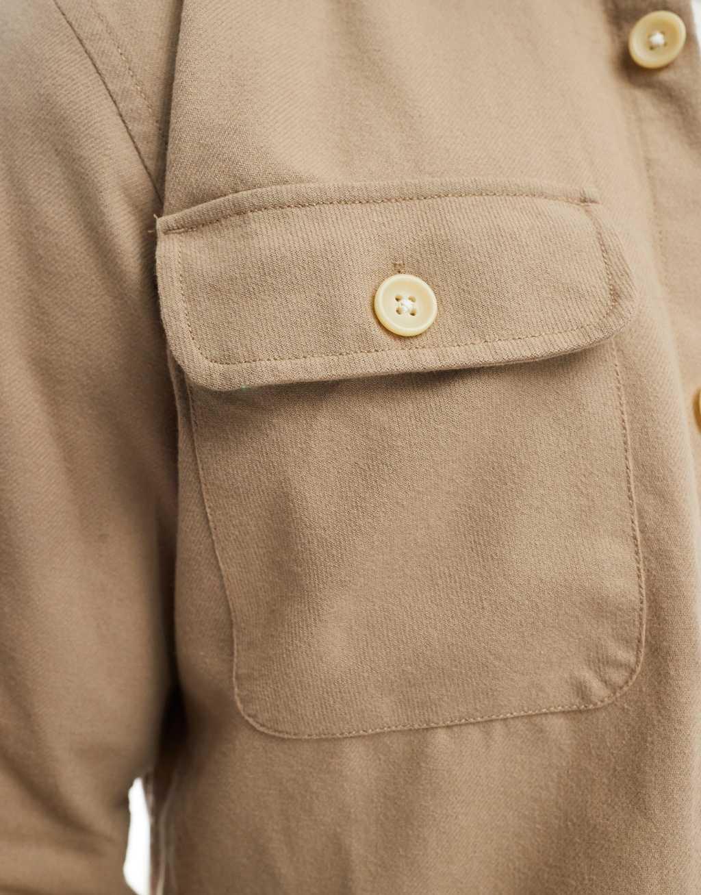 Jack & Jones flannel overshirt in beige Product Image