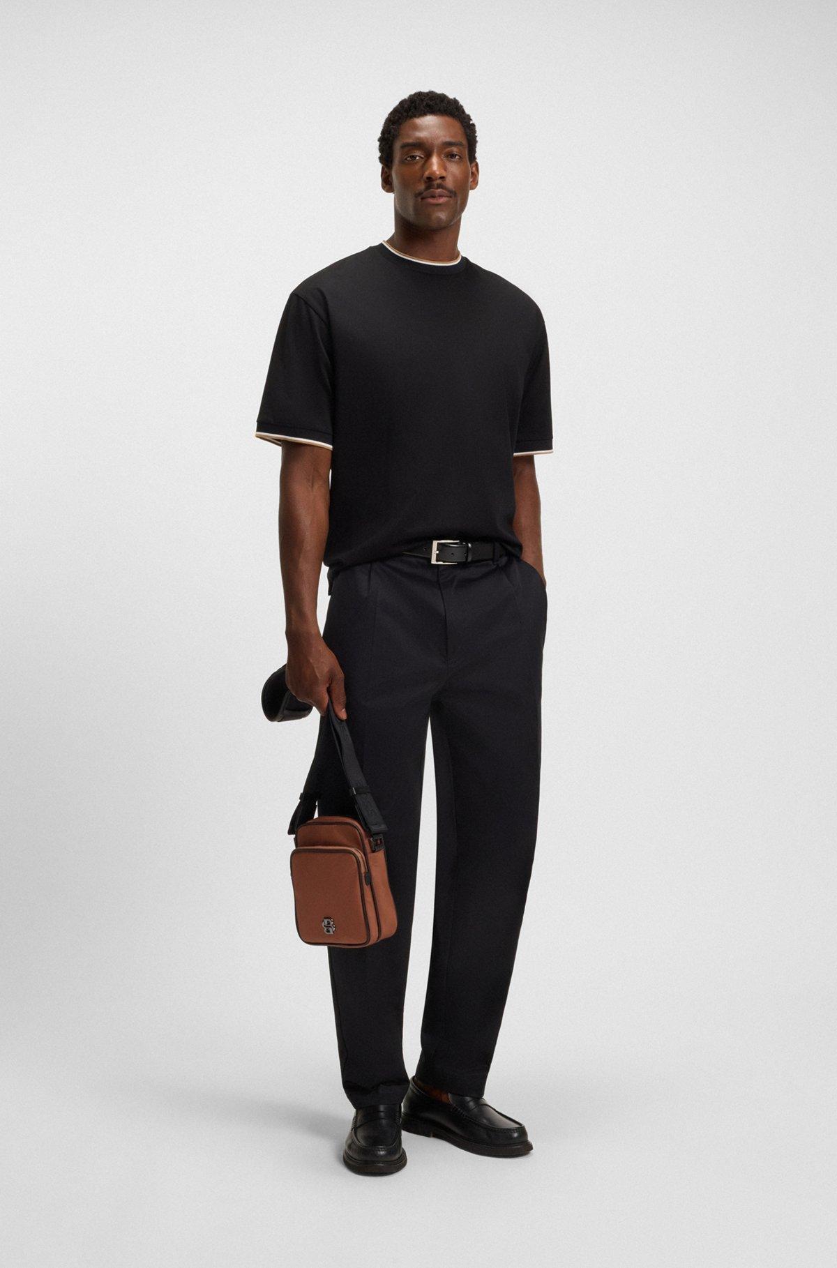 BOSS - Twill reporter bag with Double B monogram - Brown Product Image