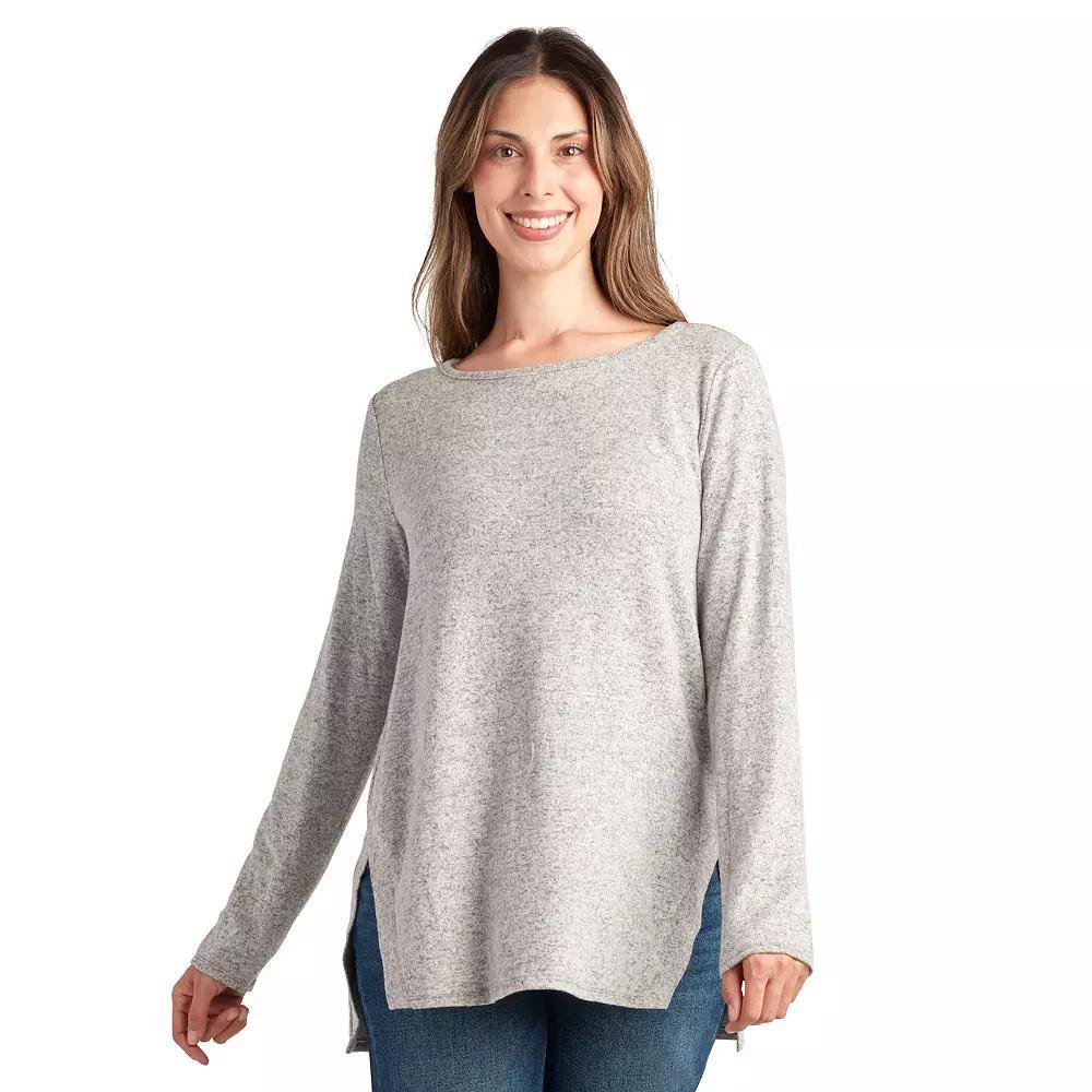 Women's AGB Long Sleeve Split Hem Tunic, Size: Large, Dark Blue Product Image