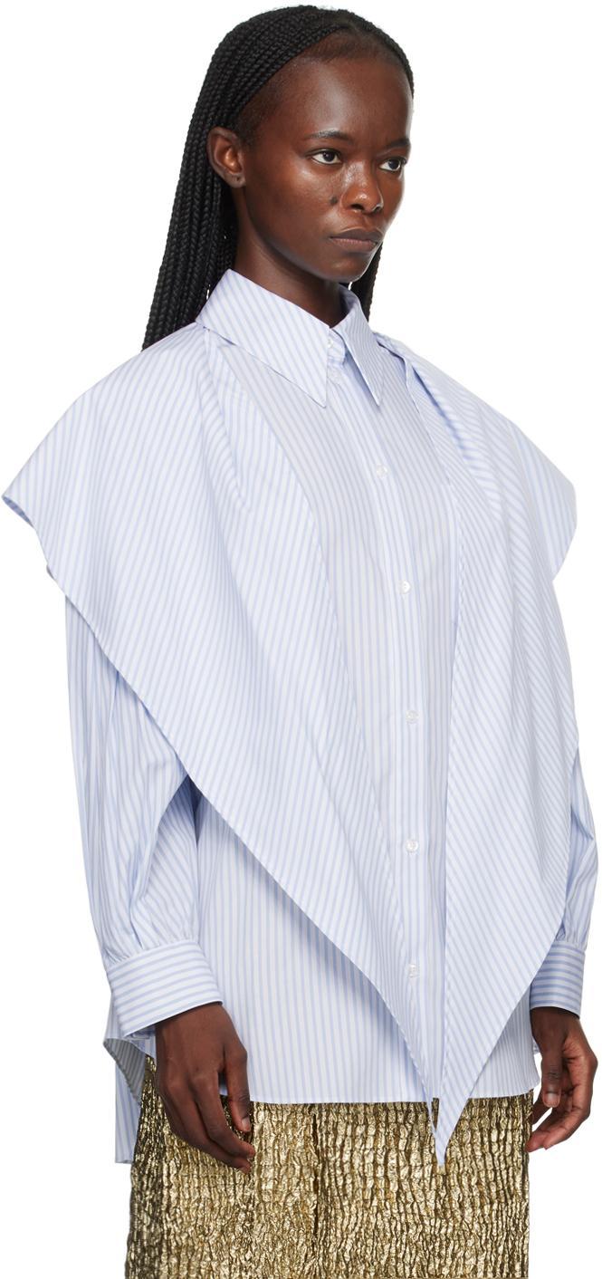 SIMONE ROCHA Blue & White Pointed Collar Shirt In Blue/white Product Image