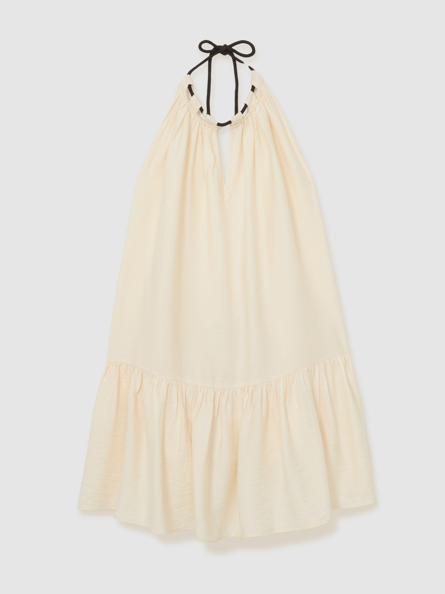 Halterneck Beach Cover-Up Swing Dress in Cream Product Image
